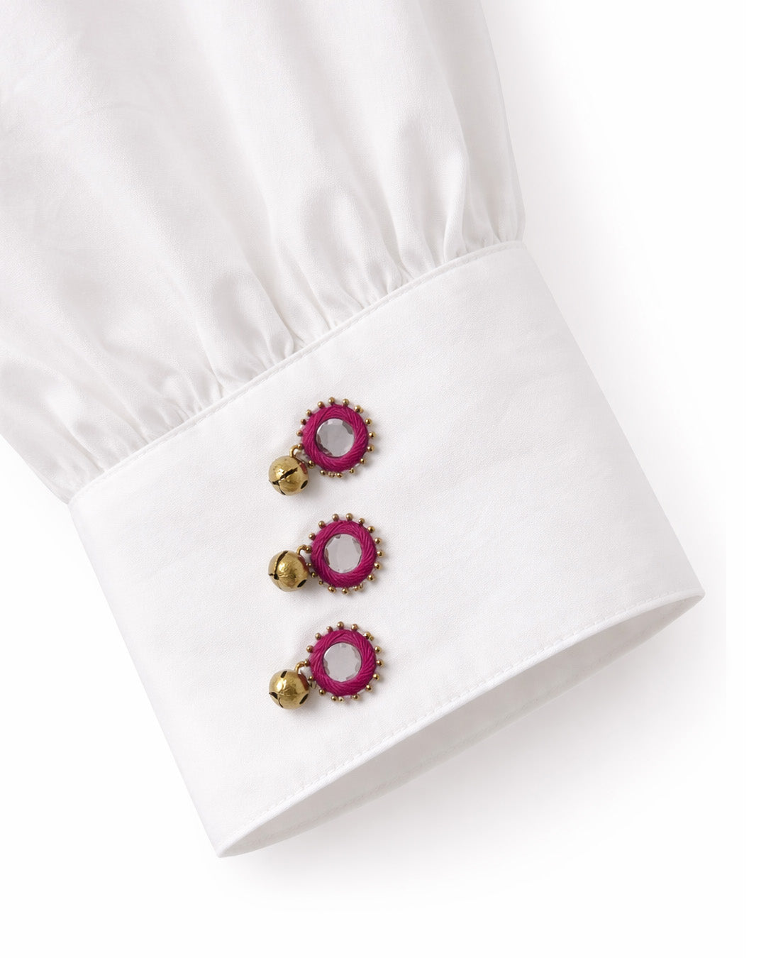 White Cotton Mirror Embroidered Shirt