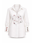 White Cotton Mirror Embroidered Shirt