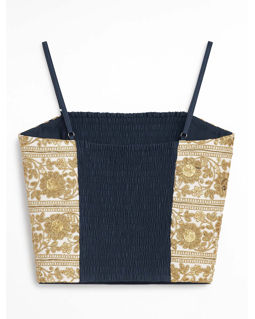 White and Gold Gota Strap Top