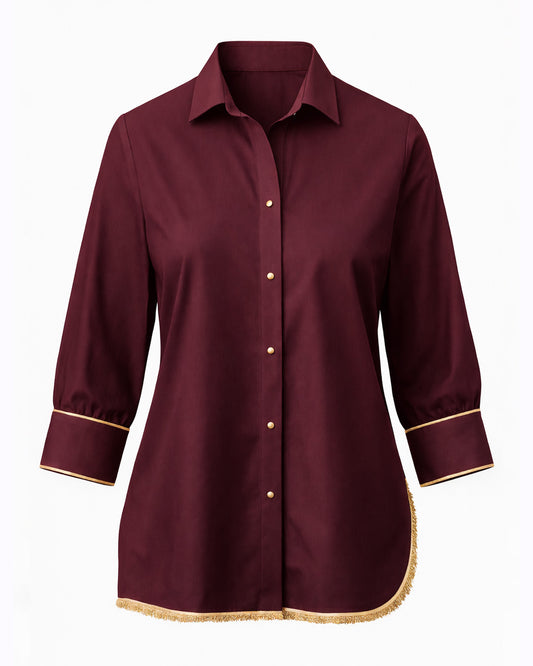 Crisp Wine Asymmetrical Kinari Shirt